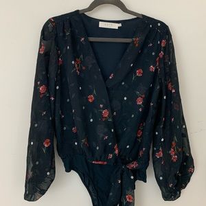 Astr the Label floral long sleeve bodysuit